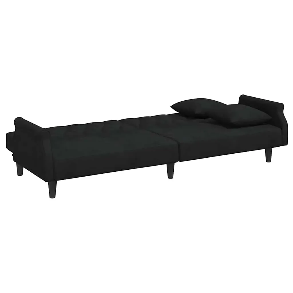Sofa Bed with Armrests Black Velvet Price