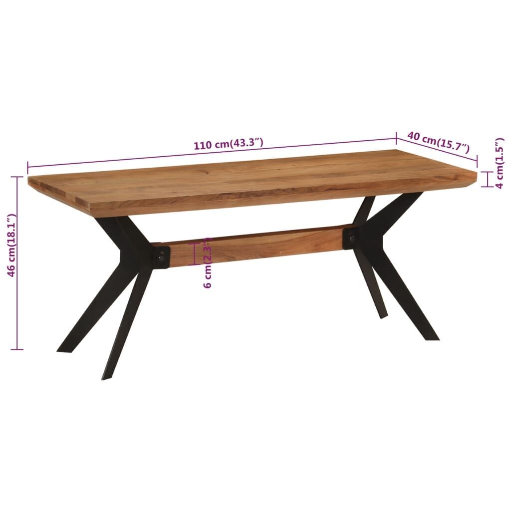 Dining Bench 110x40x46 cm Solid Wood Acacia and Steel Price