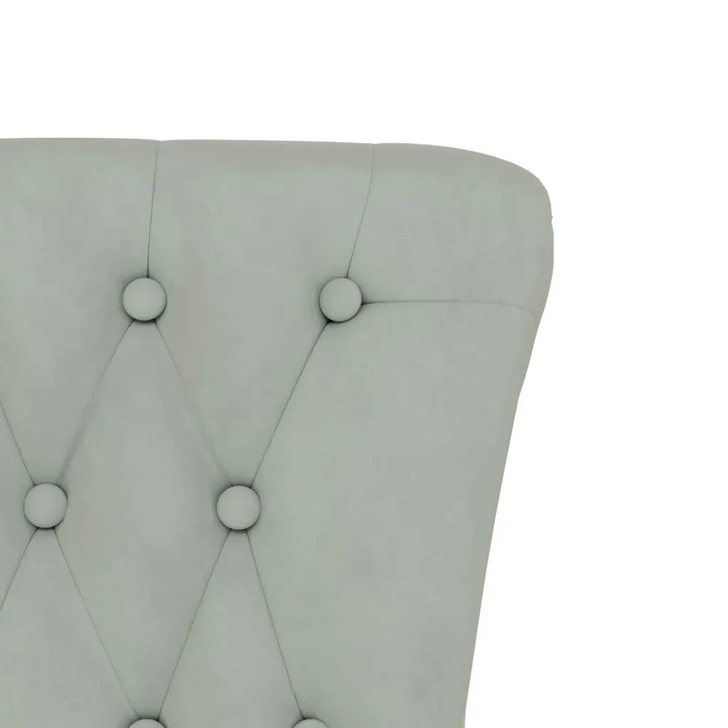 High Back Chair Light Grey Velvet Button Design Price