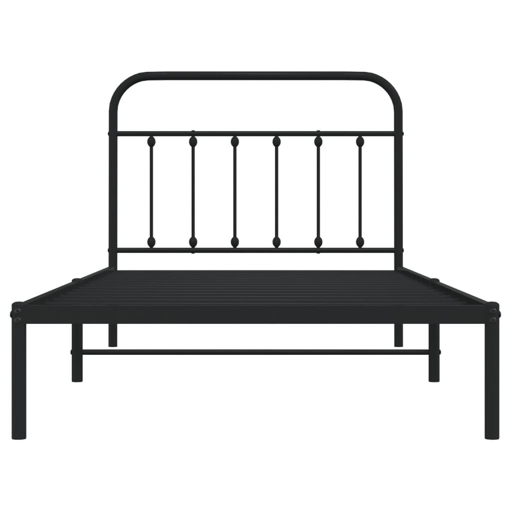 Metal Bed Frame without Mattress with Headboard Black 107x203 cm King Single Price