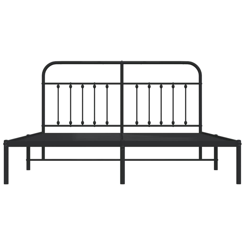 Metal Bed Frame without Mattress with Headboard Black 183x203 cm King Price