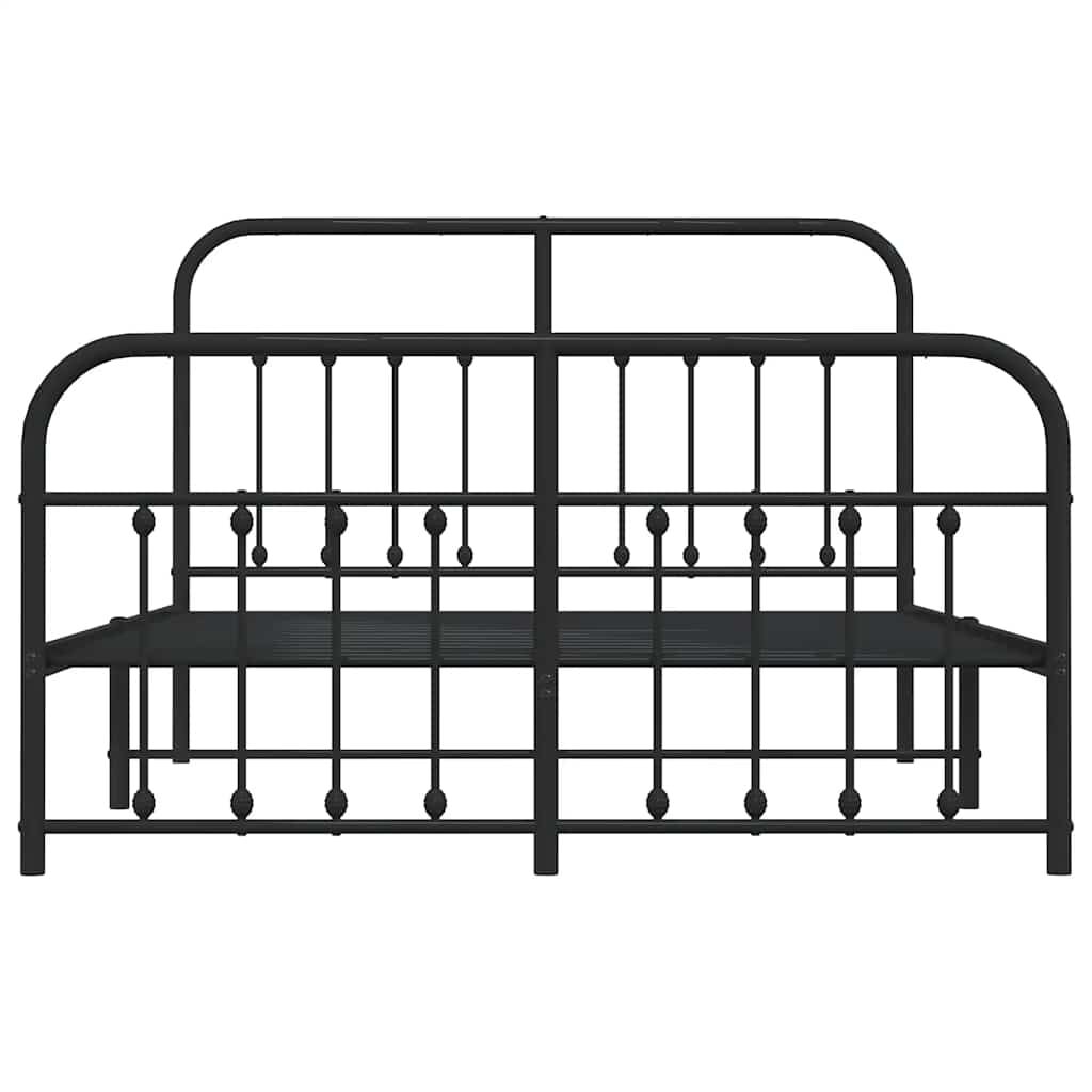 Metal Bed Frame without Mattress with Footboard Black 135x190 cm Price