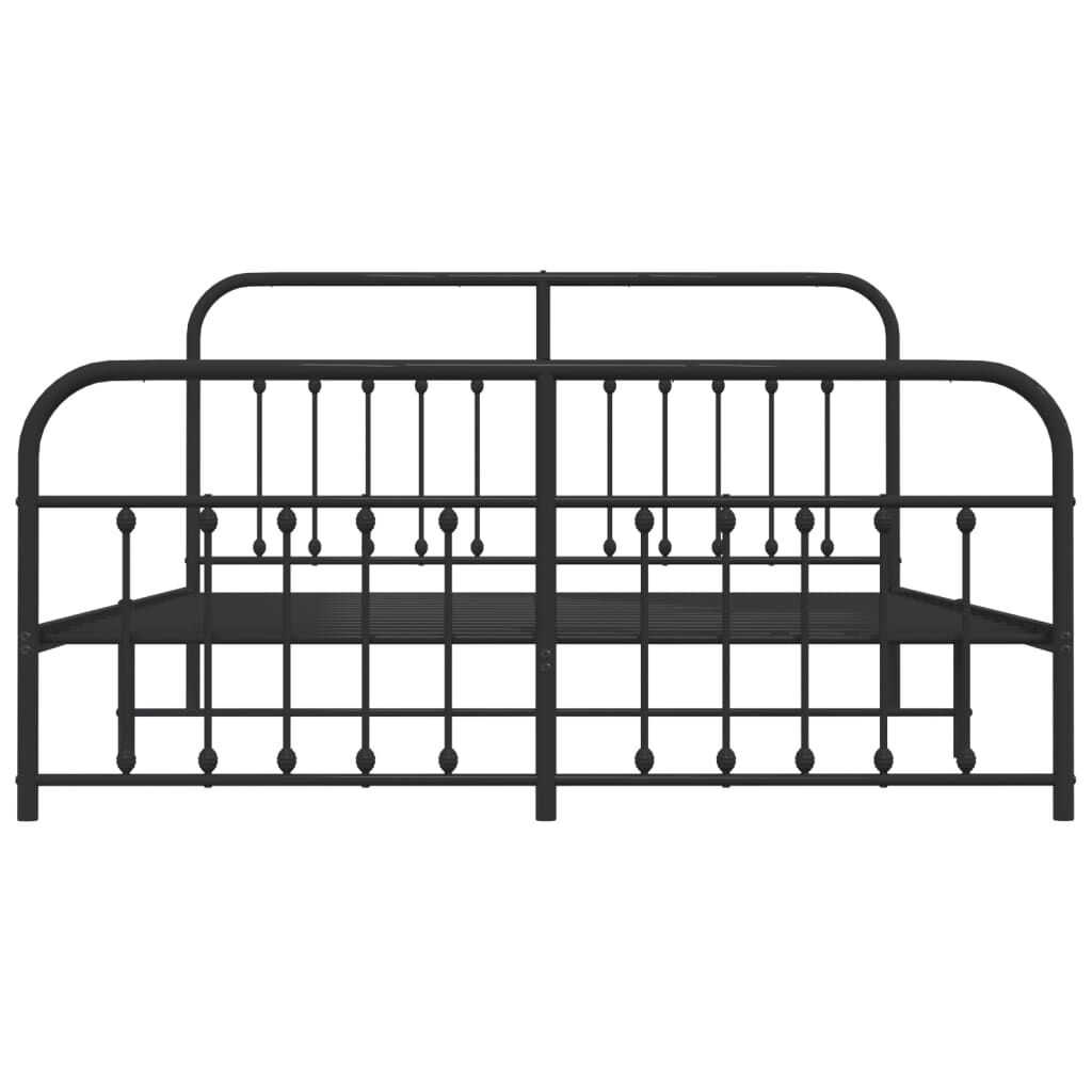 Metal Bed Frame without Mattress with Footboard Black 183x203 cm King Price