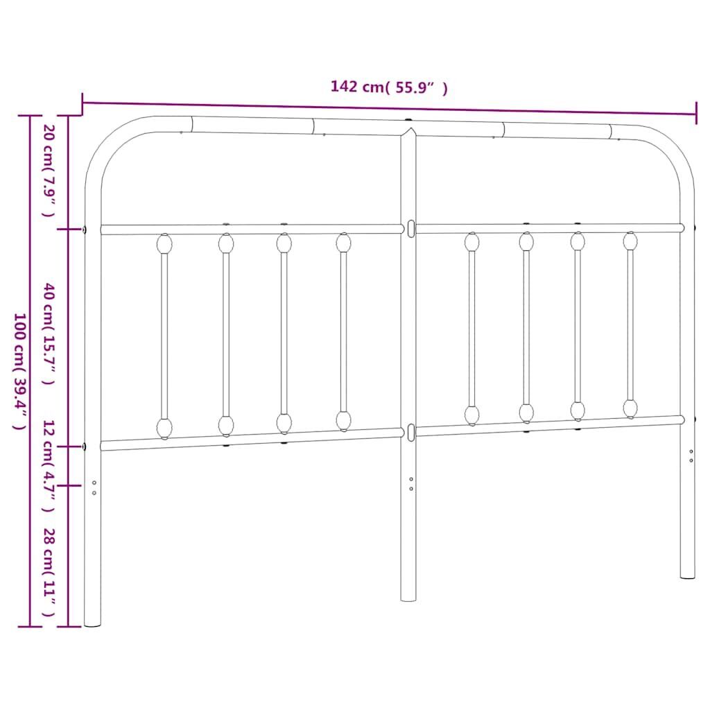 Metal Headboard Black 137 cm Double Price