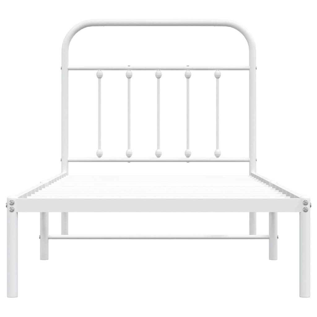 Metal Bed Frame without Mattress with Headboard White 90x190 cm Price