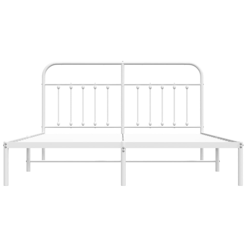 Metal Bed Frame without Mattress with Headboard White 183x203 cm King Price