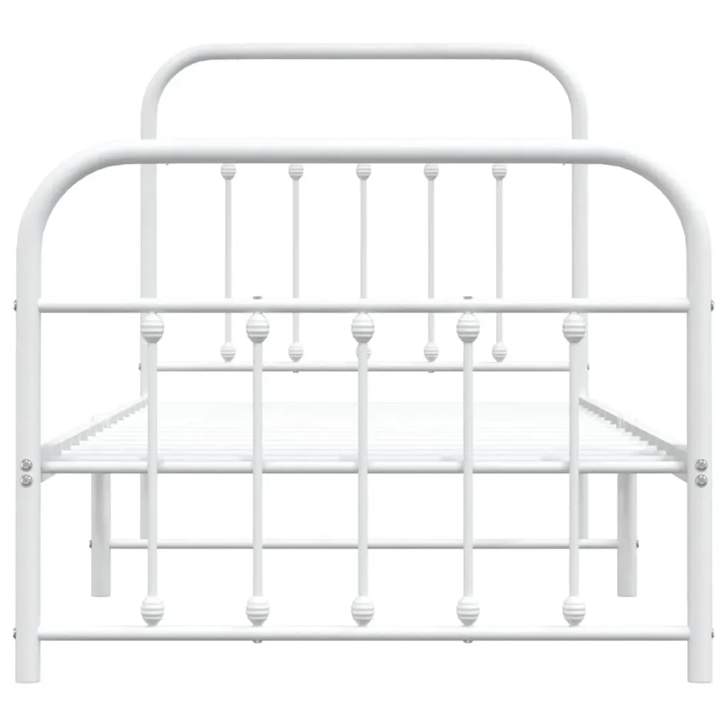 Metal Bed Frame without Mattress with Footboard White 90x190 cm Price