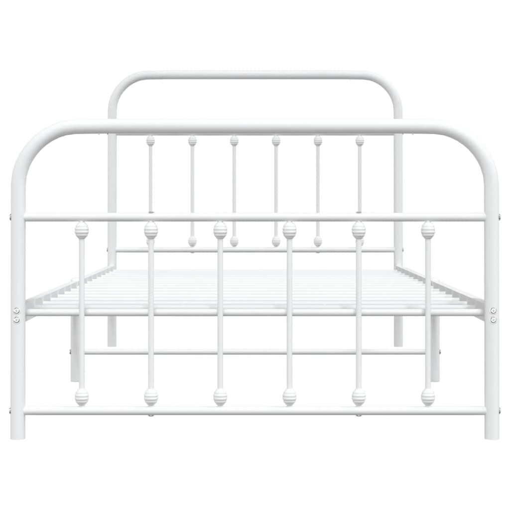 Metal Bed Frame without Mattress with Footboard White 107x203 cm King Single Price