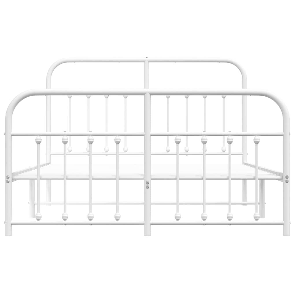 Metal Bed Frame without Mattress with Footboard White 135x190 cm Price