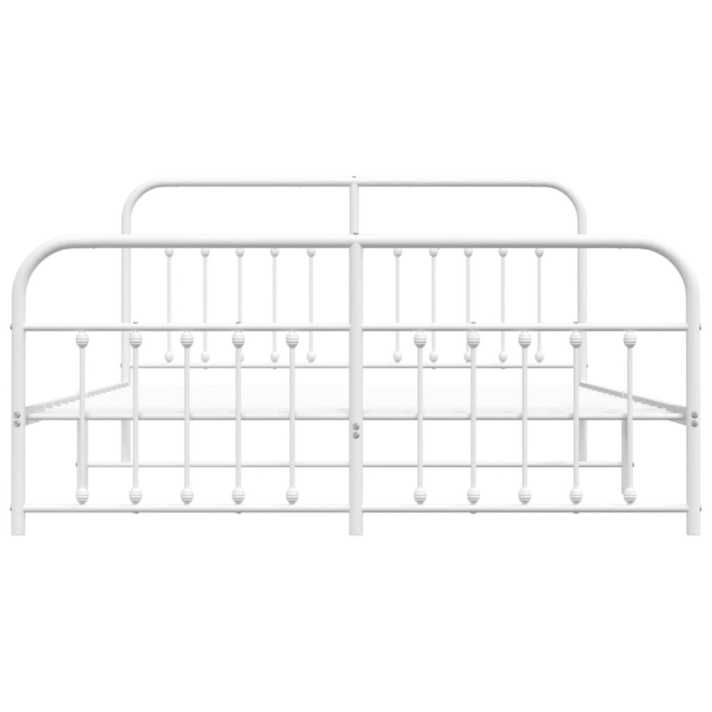 Metal Bed Frame without Mattress with Footboard White 183x203 cm King Price