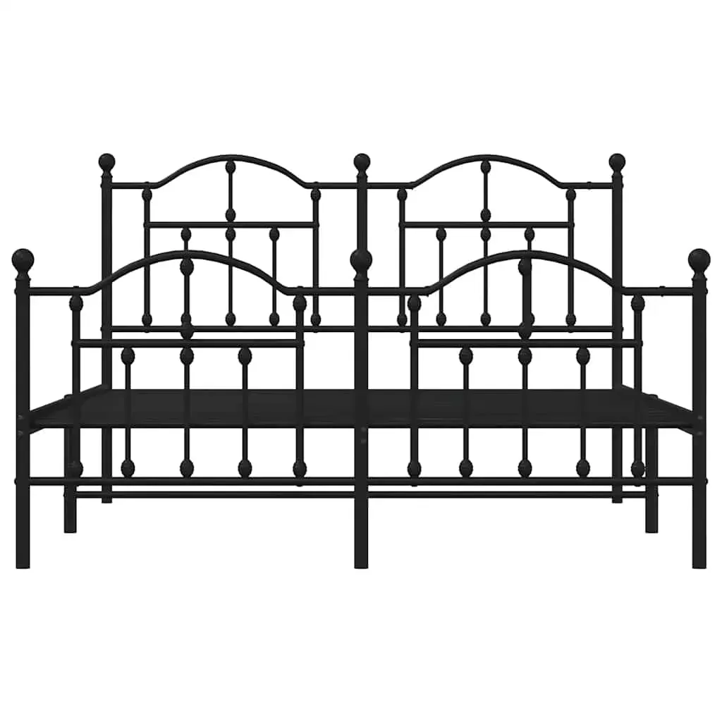Metal Bed Frame without Mattress with Footboard Black 150x200 cm Price