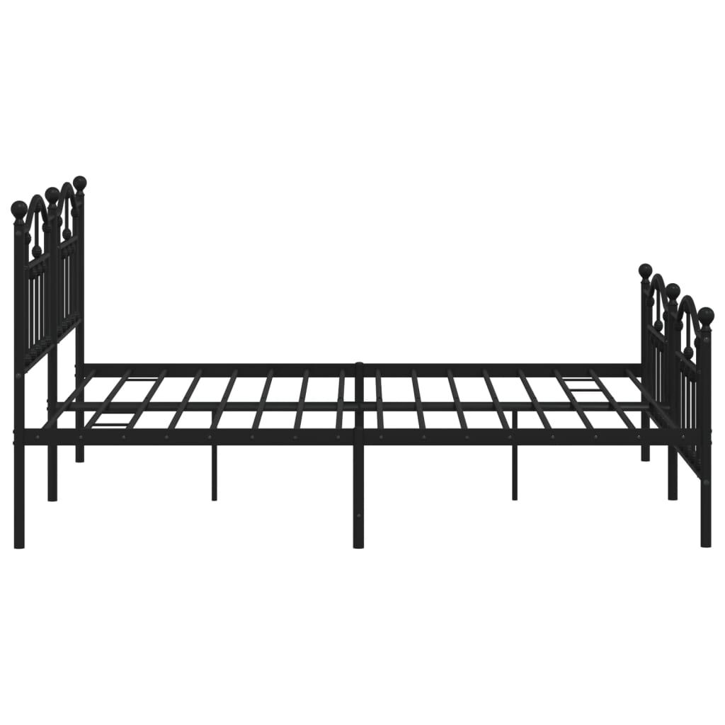 Metal Bed Frame without Mattress with Footboard Black 183x203 cm King Price