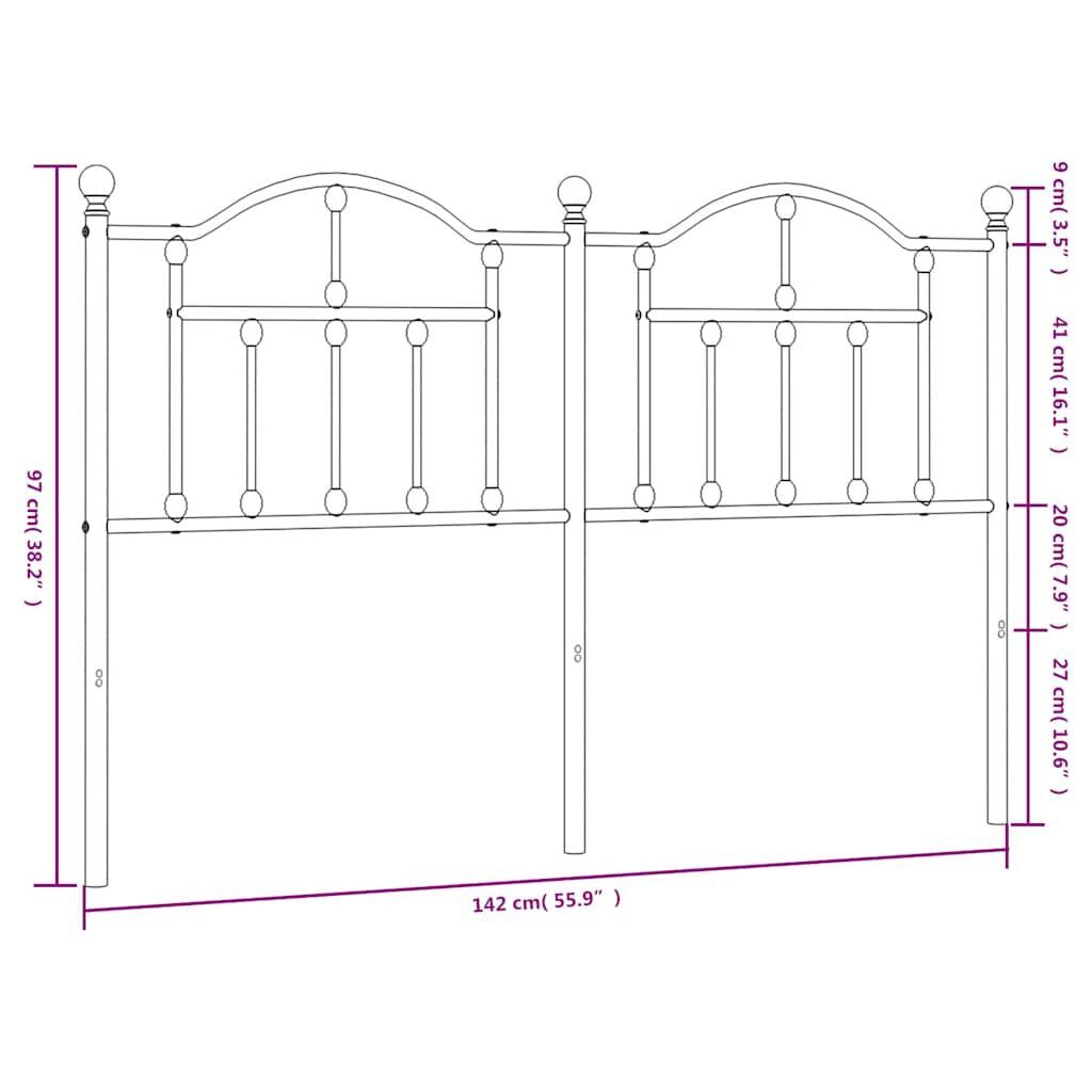 Metal Headboard Black 137 cm Double Price