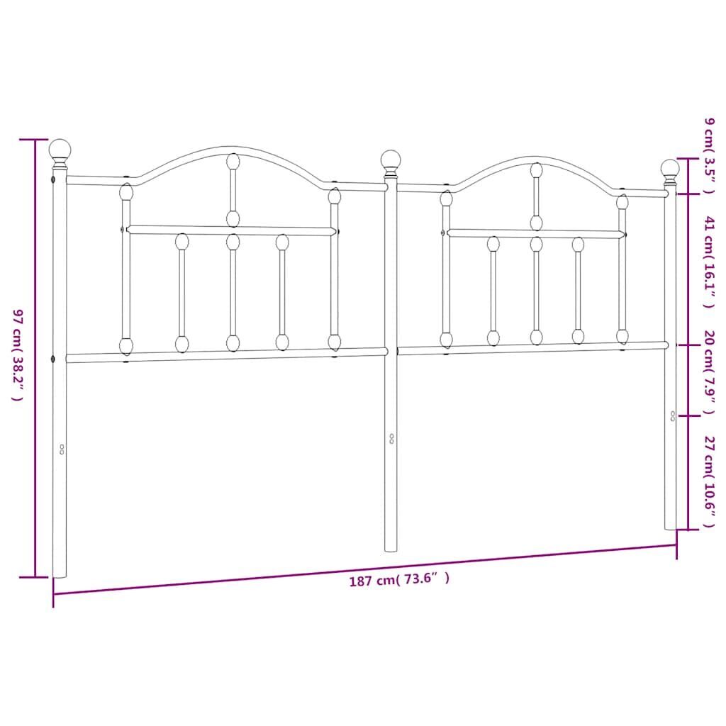 Metal Headboard Black 183 cm King Price