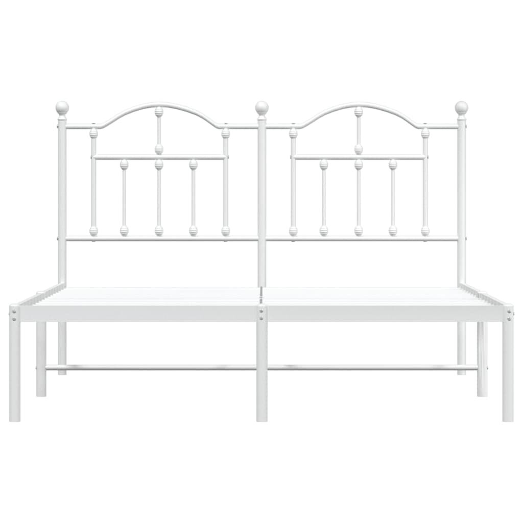 Metal Bed Frame without Mattress with Headboard White 135x190 cm Price