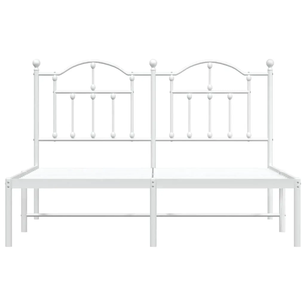 Metal Bed Frame without Mattress with Headboard White 150x200 cm Price