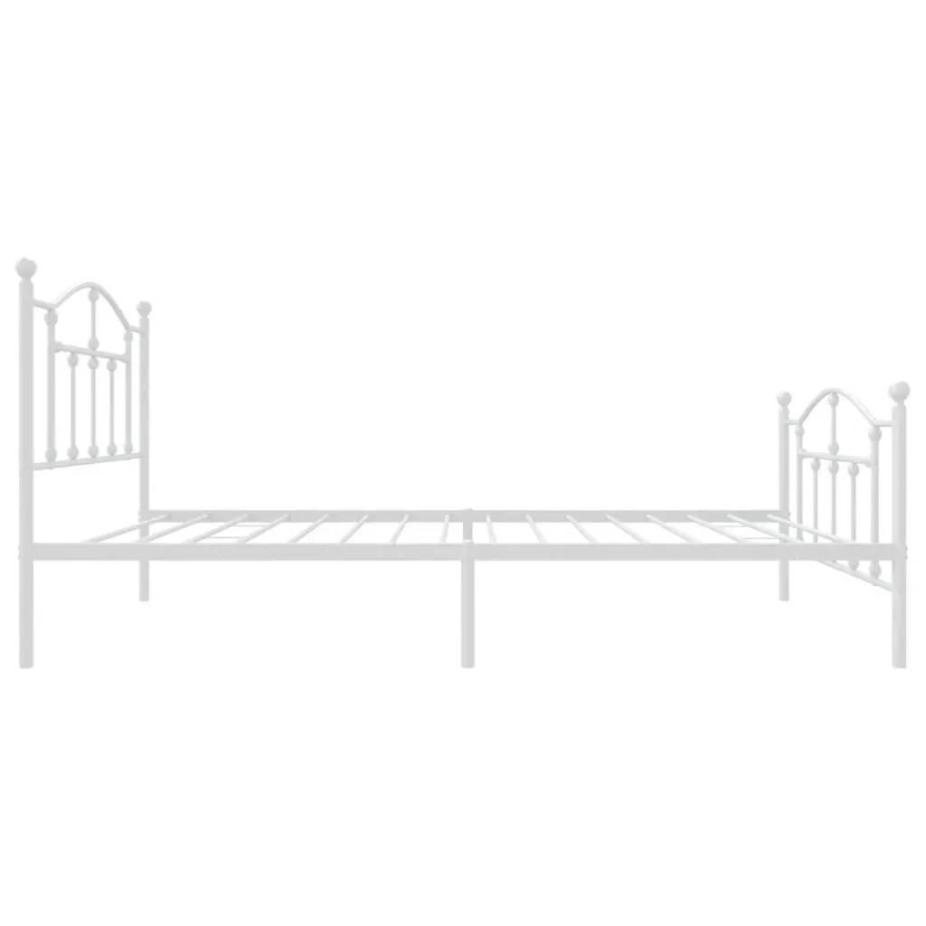 Metal Bed Frame without Mattress with Footboard White 90x190 cm Price