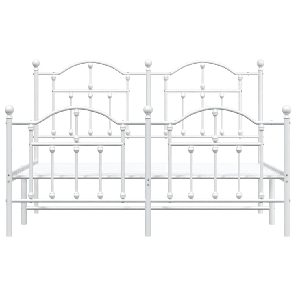 Metal Bed Frame without Mattress with Footboard White 150x200 cm Price