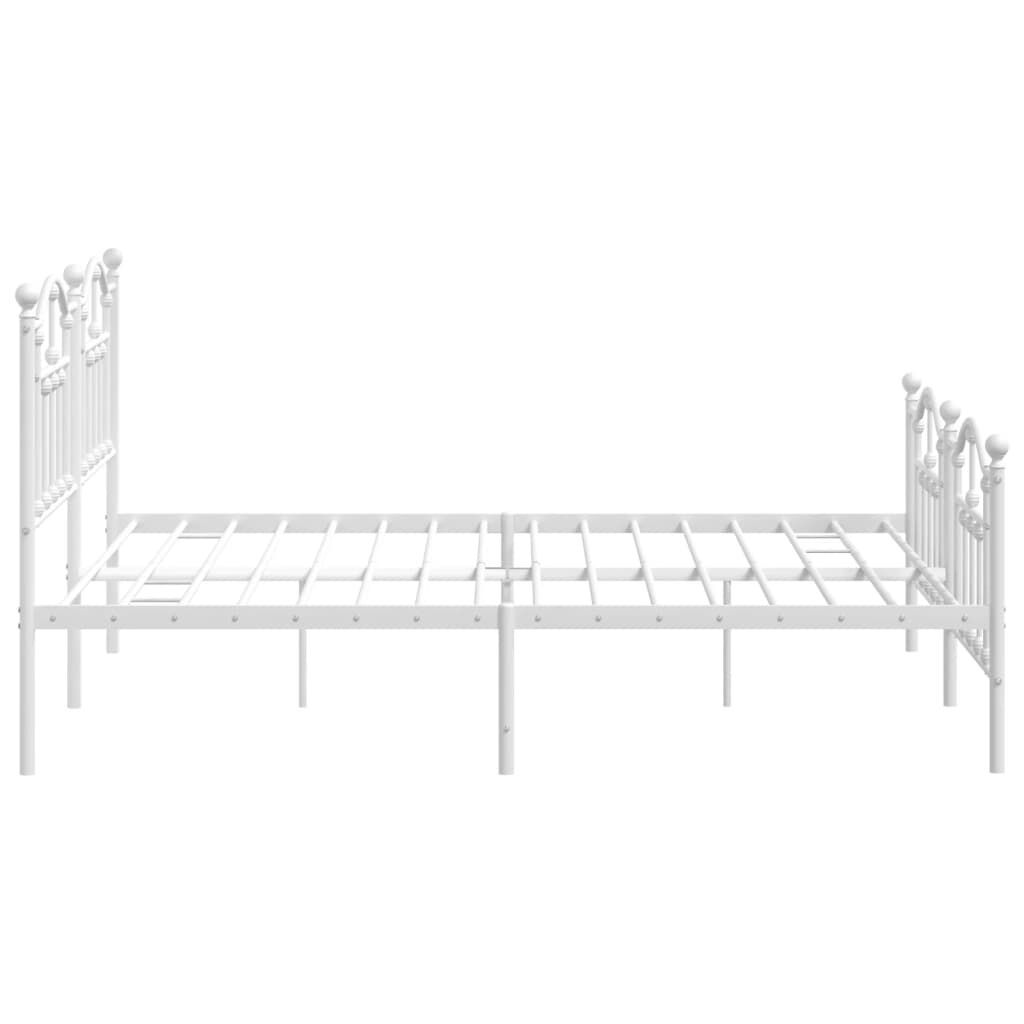 Metal Bed Frame without Mattress with Footboard White 183x203 cm King Price