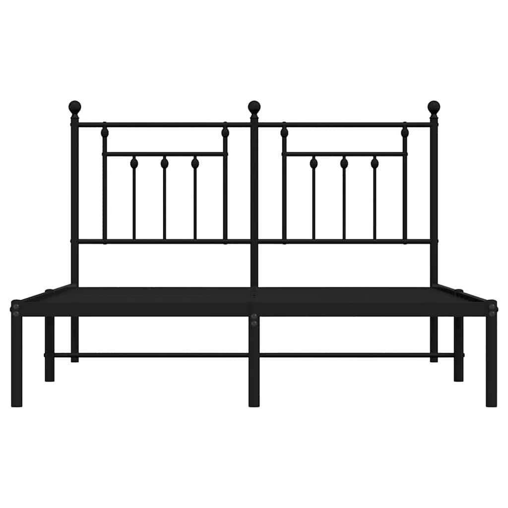 Metal Bed Frame without Mattress with Headboard Black 150x200 cm Price