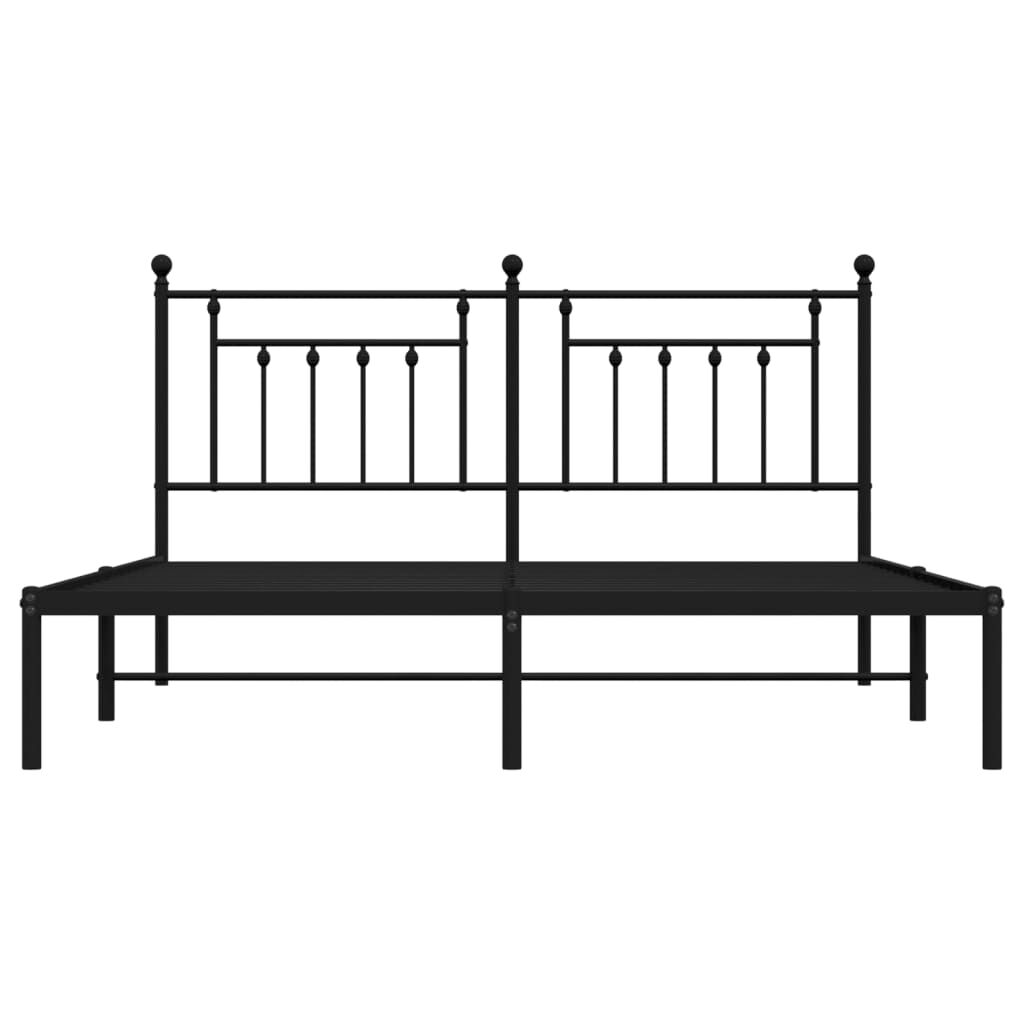 Metal Bed Frame without Mattress with Headboard Black 183x203 cm King Price