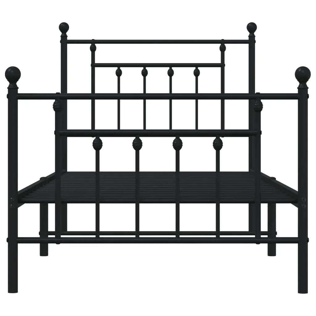 Metal Bed Frame without Mattress with Footboard Black 90x190 cm Price