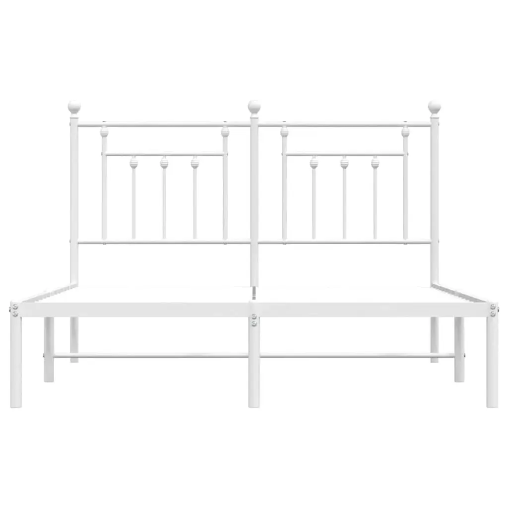 Metal Bed Frame without Mattress with Headboard White 150x200 cm Price