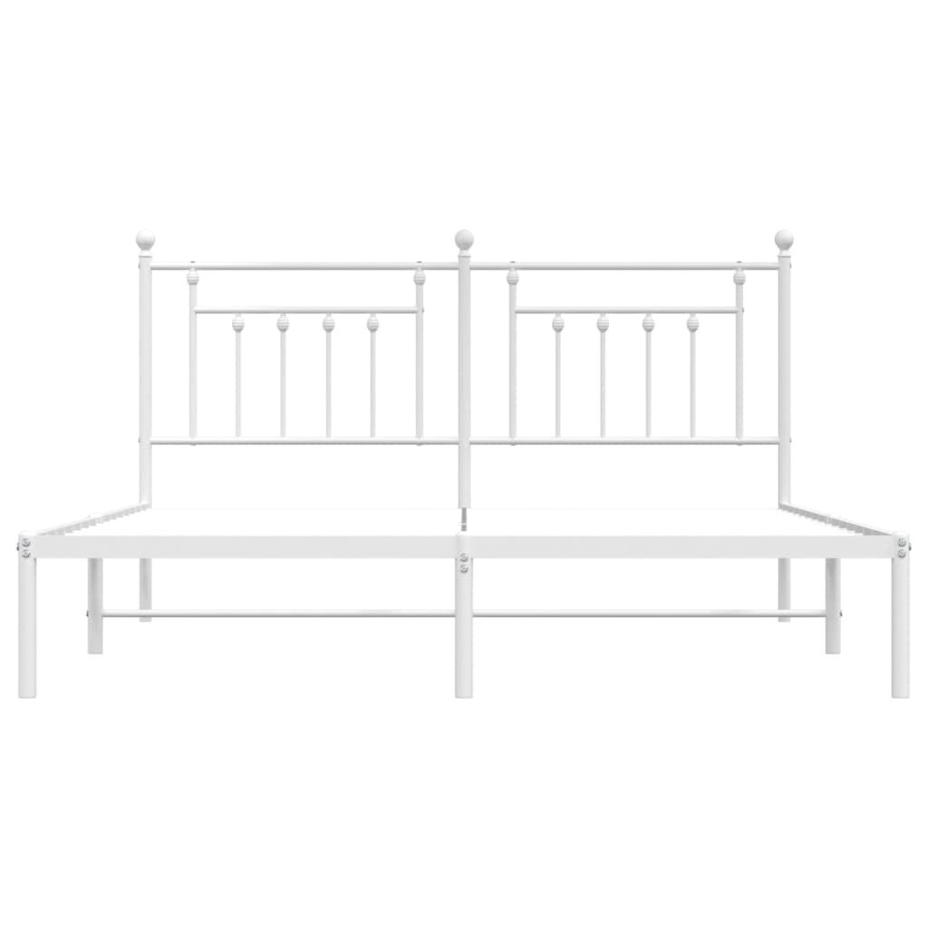 Metal Bed Frame without Mattress with Headboard White 183x203 cm King Price