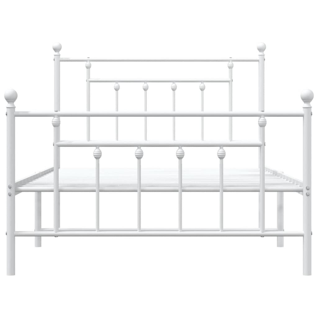 Metal Bed Frame without Mattress with Footboard White 107x203 cm King Single Price