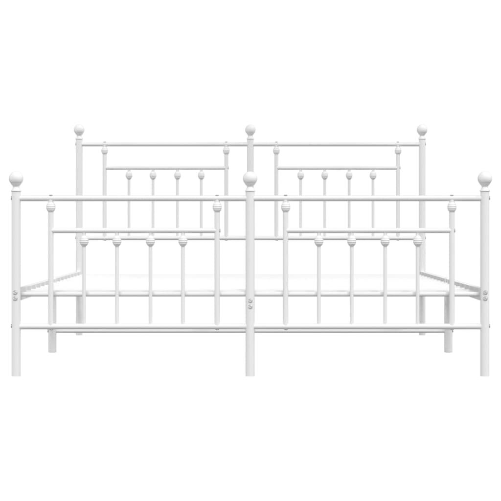 Metal Bed Frame without Mattress with Footboard White 183x203 cm King Price