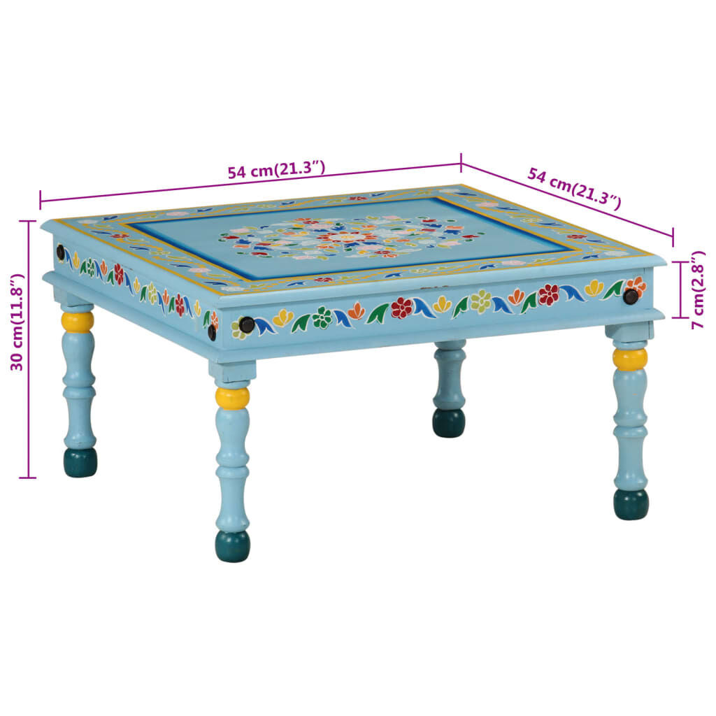Coffee Table Turquoise Hand Painted Solid Wood Mango Price