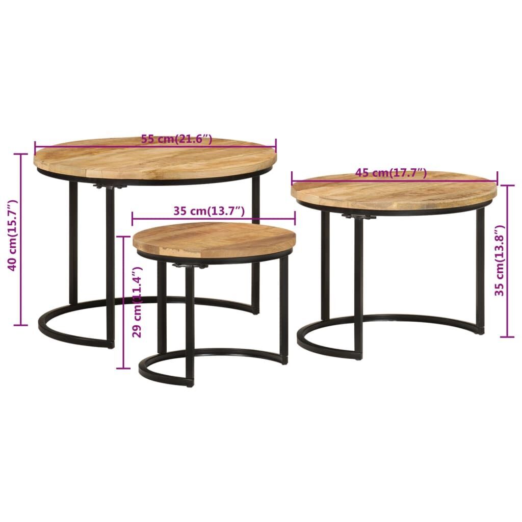 Nesting Tables 3 pcs Solid Rough Wood Mango Price