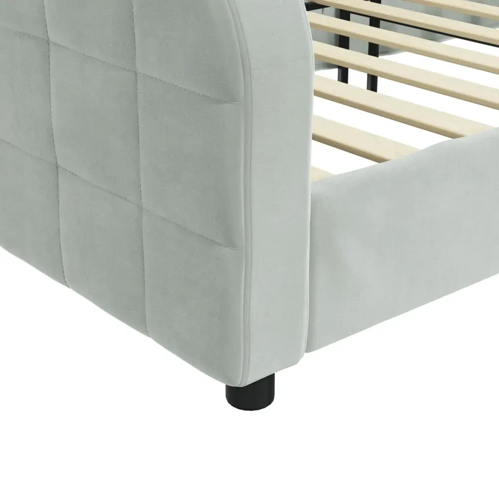 Day Bed without Mattress Light Grey 90x190 cm Velvet Price