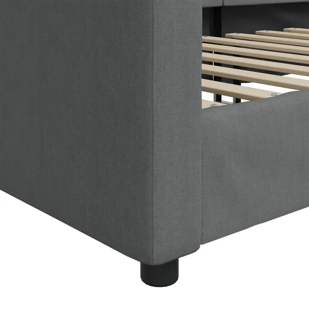 Day Bed without Mattress Dark Grey 90x190 cm Fabric Price