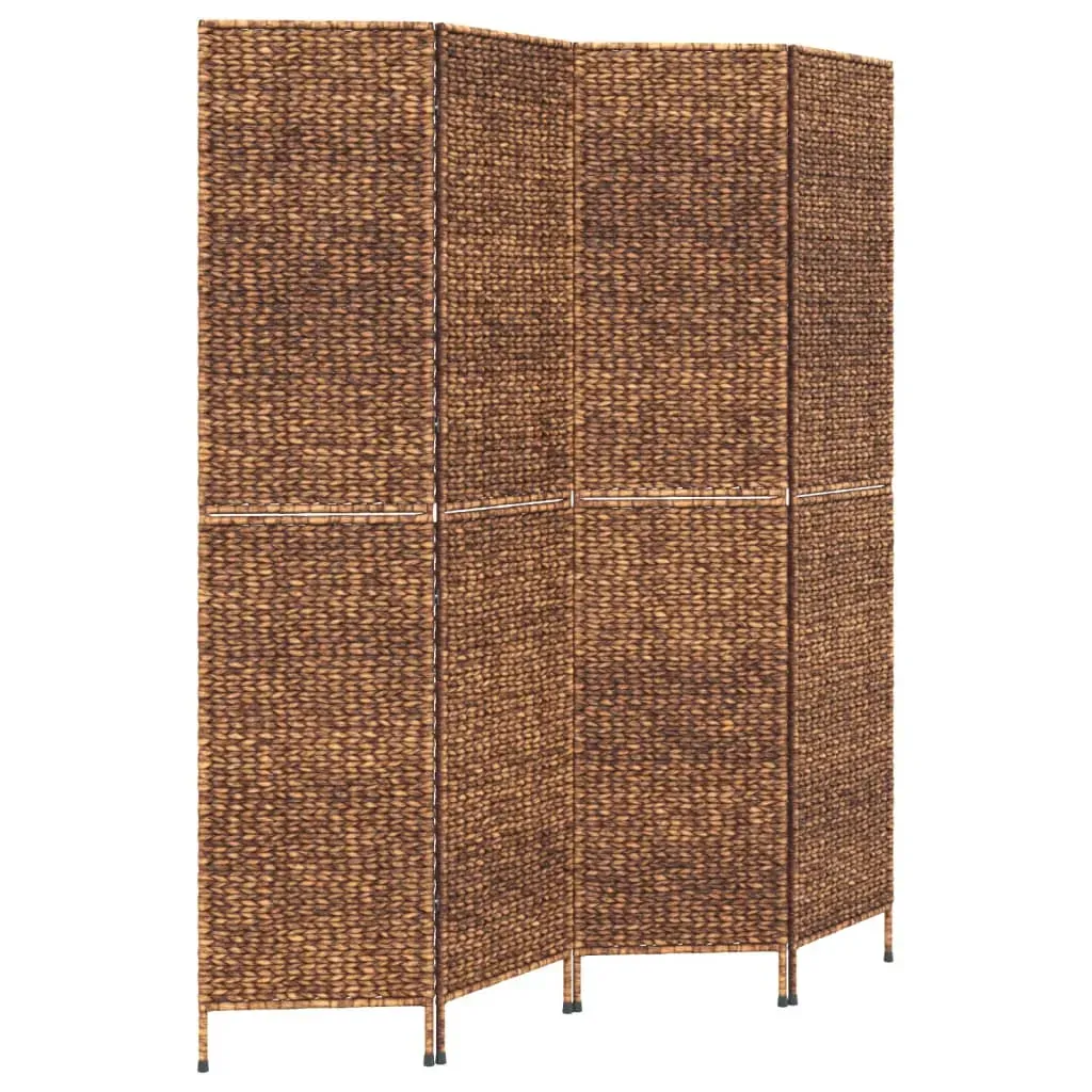 Room Divider 4-Panel Brown 163x180 cm Water Hyacinth Price