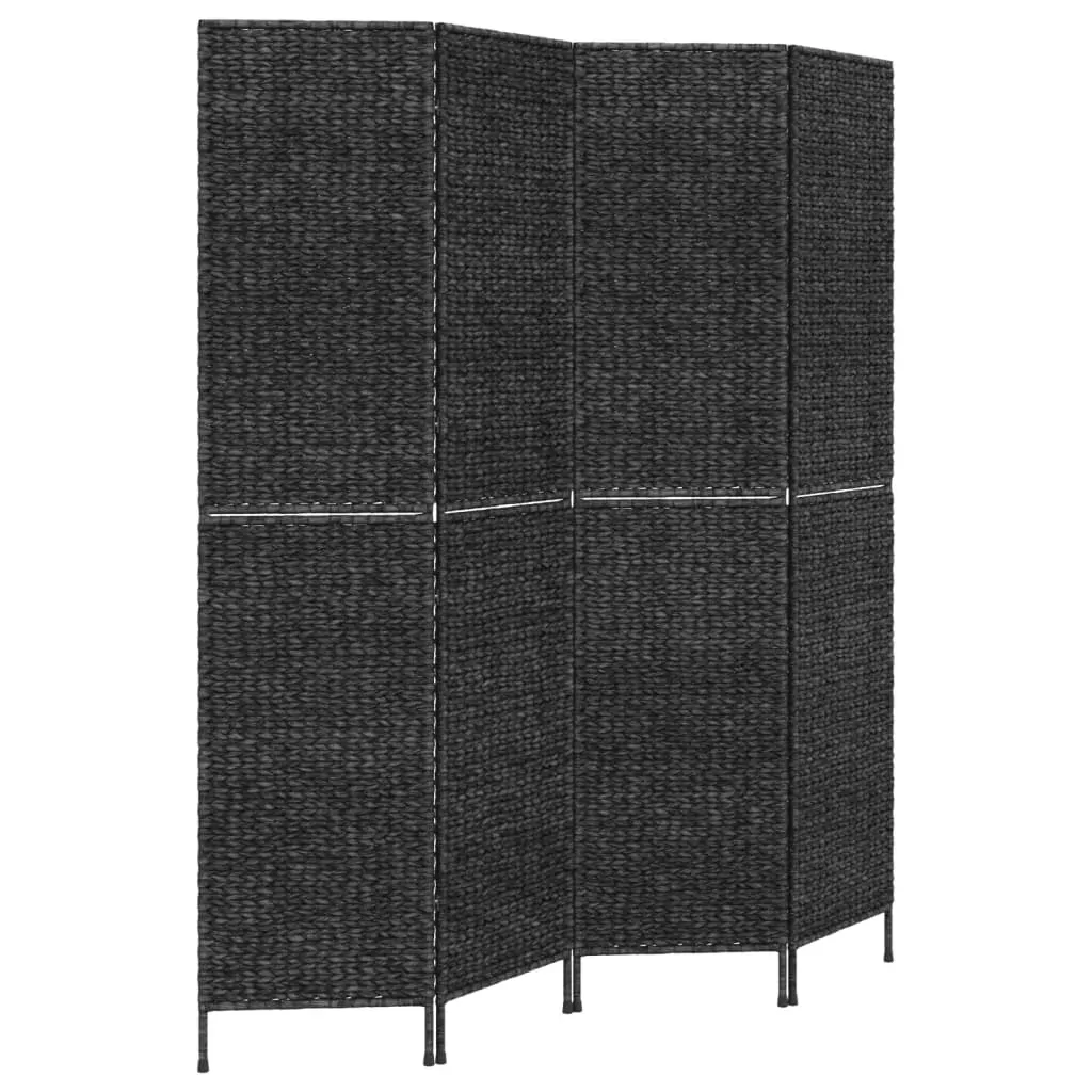 Room Divider 4-Panel Black 163x180 cm Water Hyacinth Price