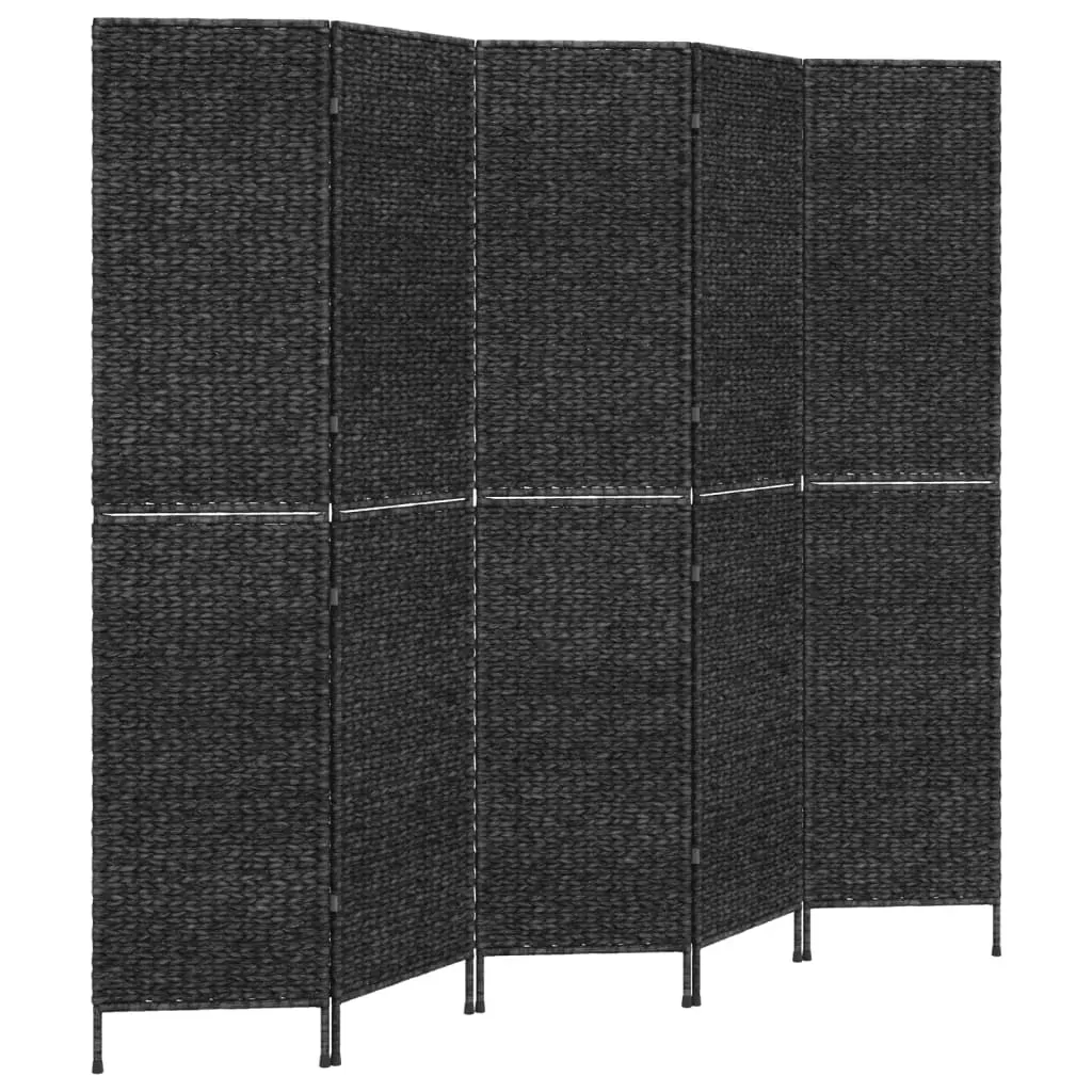 Room Divider 5-Panel Black 205x180 cm Water Hyacinth Price