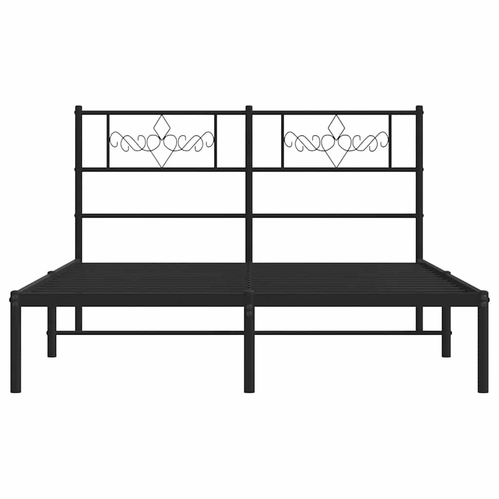 Metal Bed Frame without Mattress with Headboard Black 150x200 cm Price