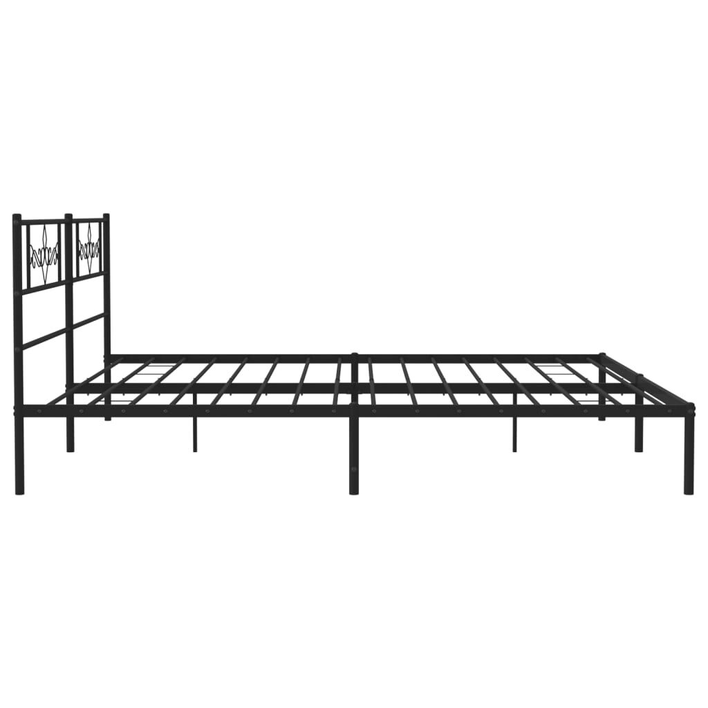 Metal Bed Frame without Mattress with Headboard Black 183x203 cm King Price
