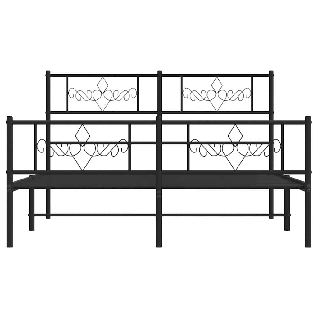 Metal Bed Frame without Mattress with Footboard Black 135x190 cm Price