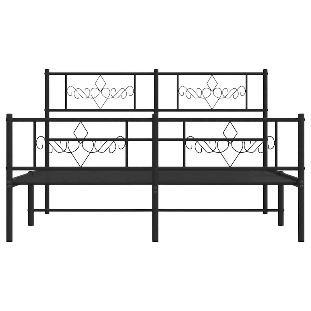Metal Bed Frame without Mattress with Footboard Black 150x200 cm Price