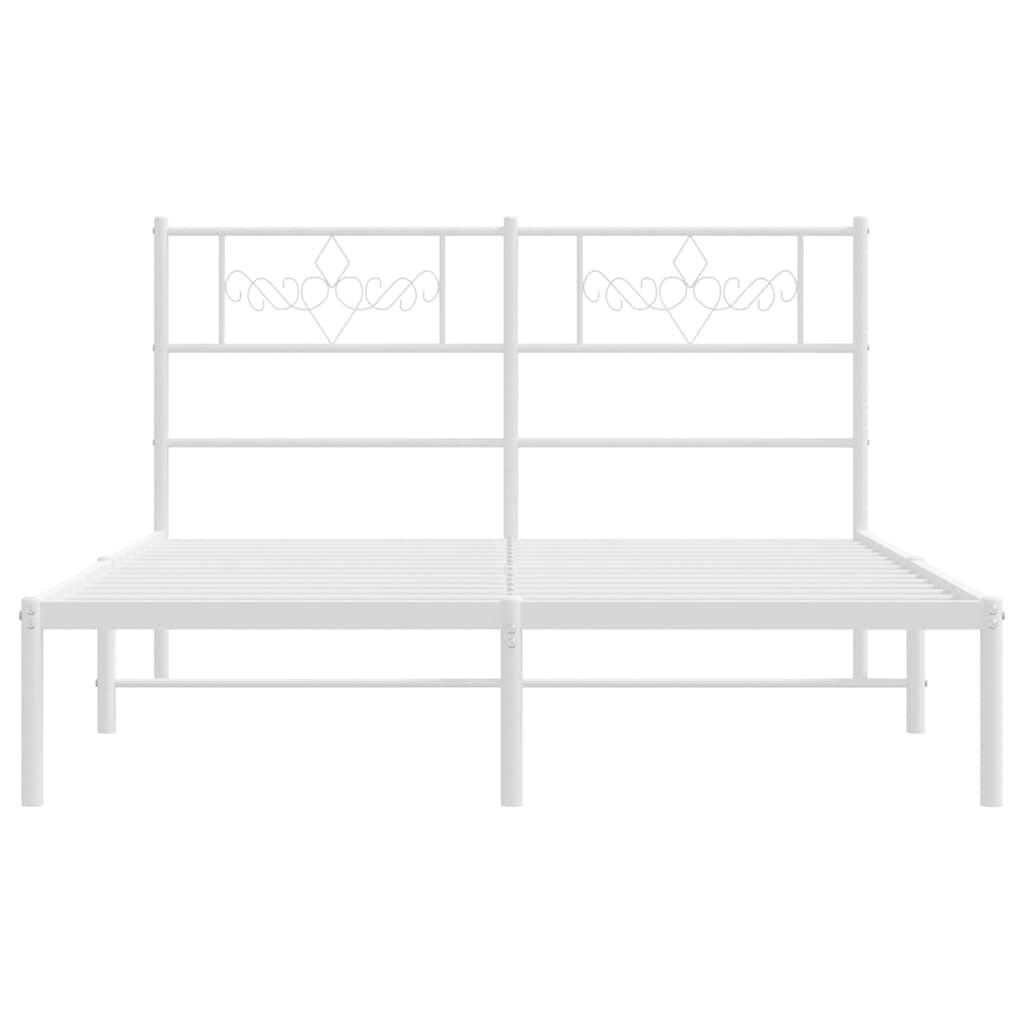 Metal Bed Frame without Mattress with Headboard White 135x190 cm Price