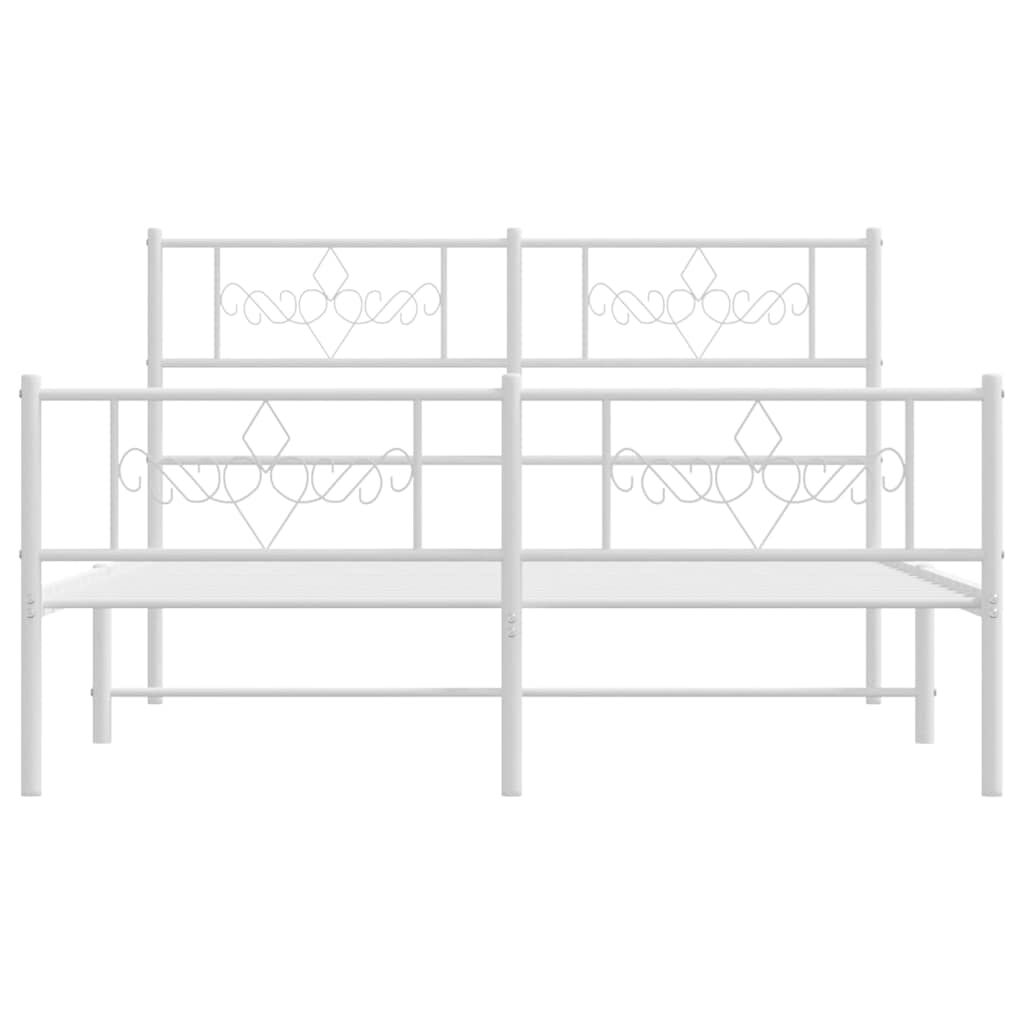 Metal Bed Frame without Mattress with Footboard White 135x190 cm Price