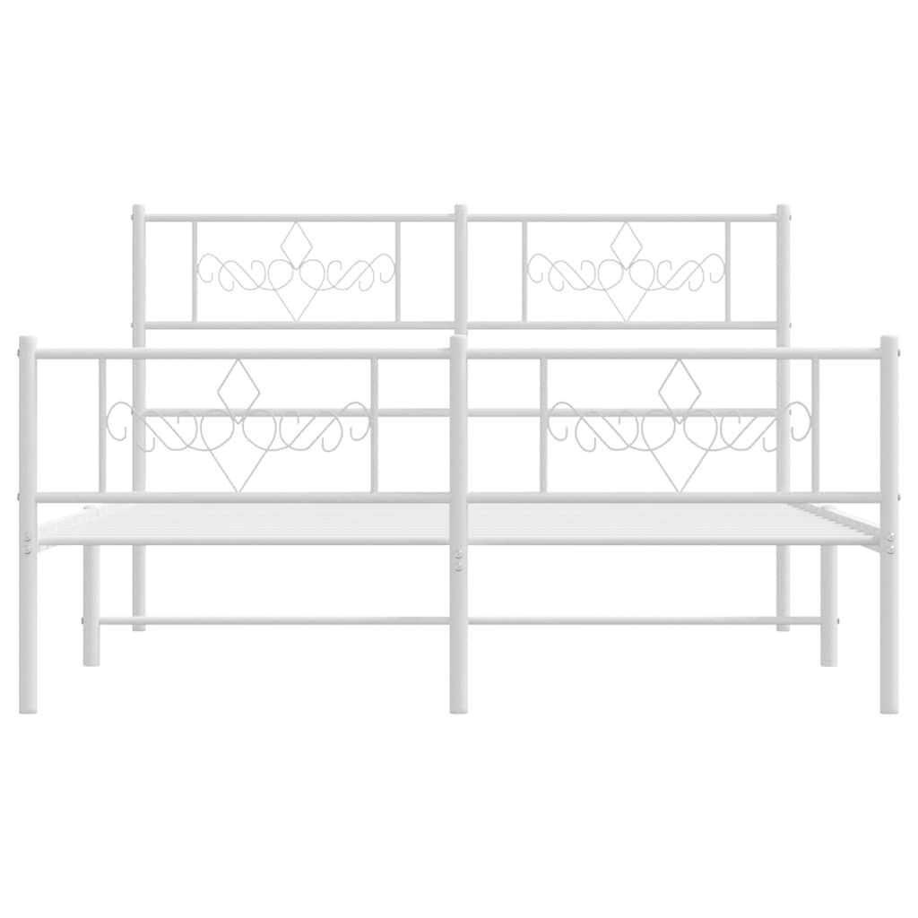 Metal Bed Frame without Mattress with Footboard White 150x200 cm Price