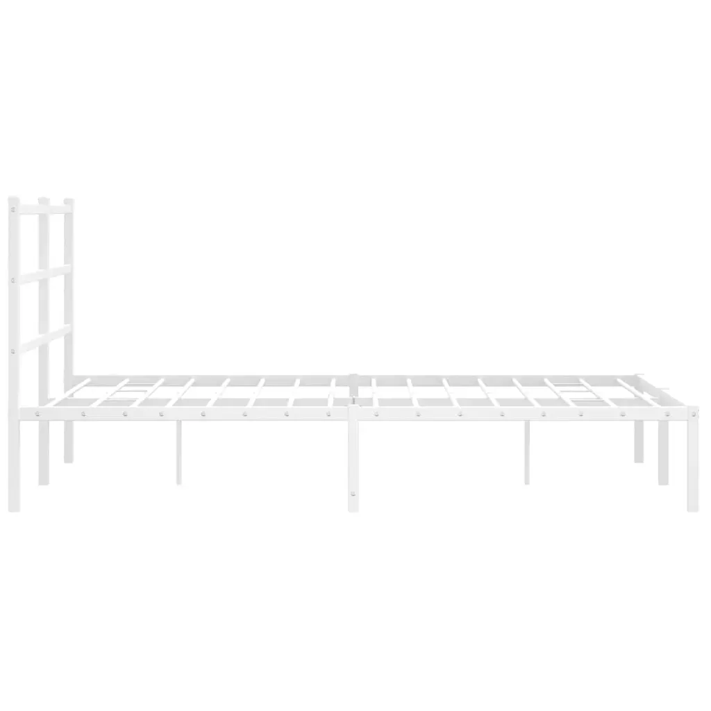 Metal Bed Frame without Mattress with Headboard White 135x190 cm Price