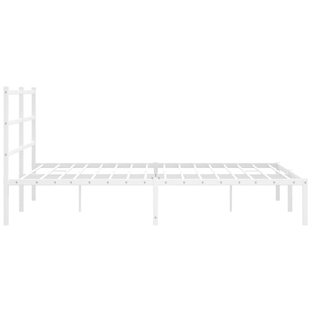 Metal Bed Frame without Mattress with Headboard White 150x200 cm Price