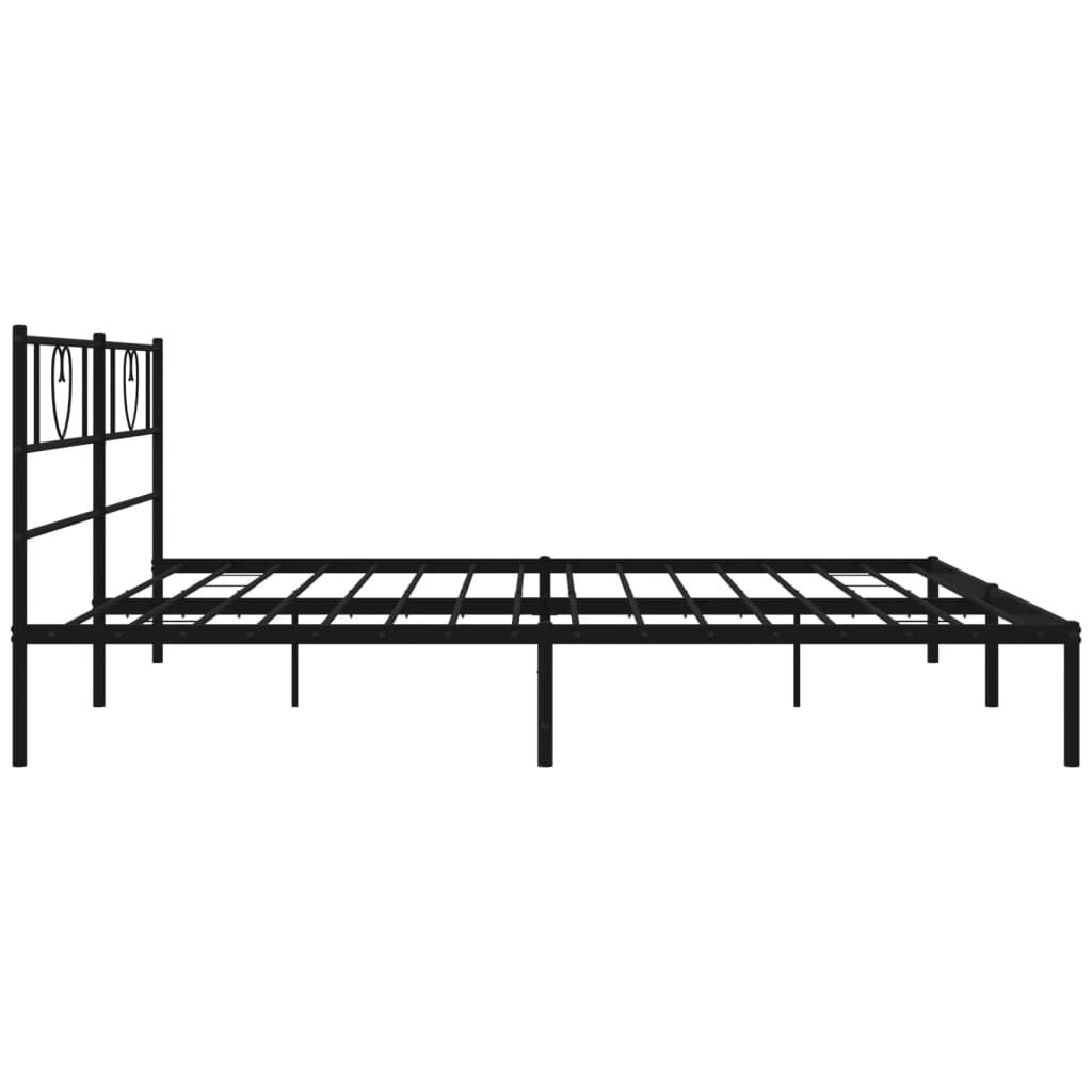Metal Bed Frame without Mattress with Headboard Black 183x203 cm King Price