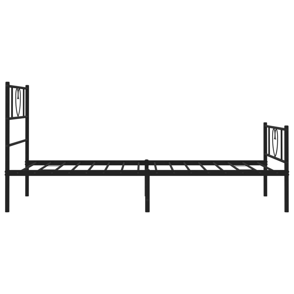 Metal Bed Frame without Mattress with Footboard Black 90x190 cm Price