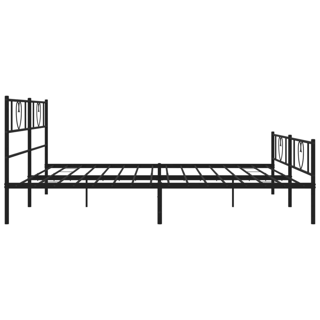 Metal Bed Frame without Mattress with Footboard Black 183x203 cm King Price