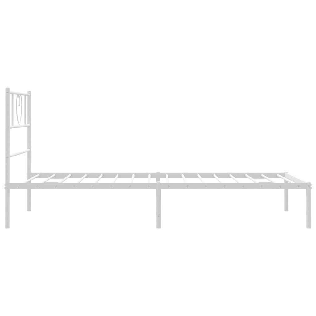 Metal Bed Frame without Mattress with Headboard White 90x190 cm Price